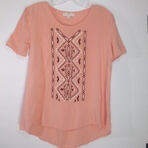 Love fire Women Embroidered Geometric Blouse Sz S